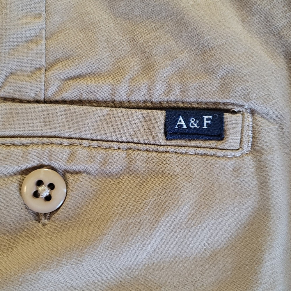 Abercrombie & Fitch Chino Shorts Mens 30 Tan Stretch‎ Twill Flat Front Classic - Picture 8 of 9